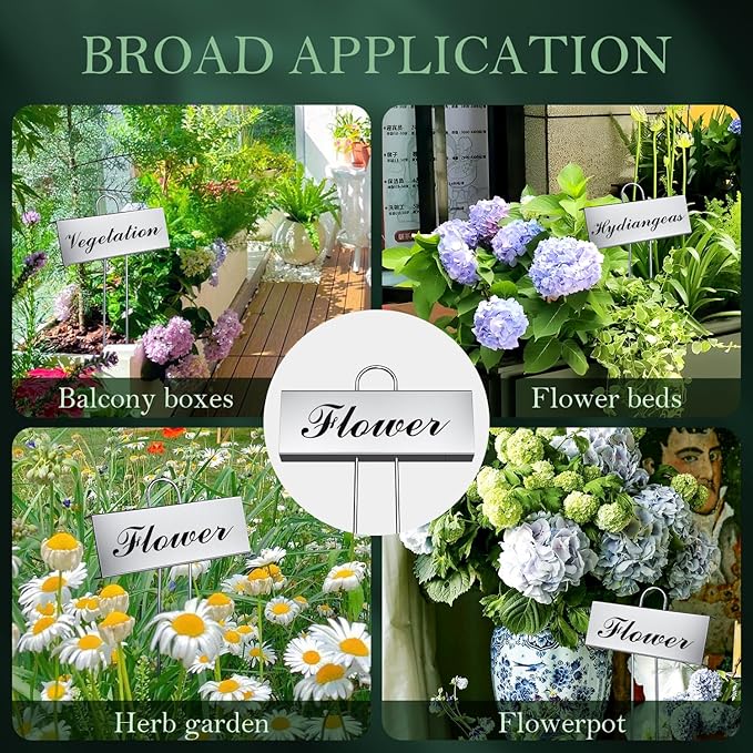 50 Pack Metal Plant Labels for Outdoor Garden Waterproof Plant Markers, Labels Garden Markers for Seedlings Herbs Vegetable Greenhouse Gifts, with Pen