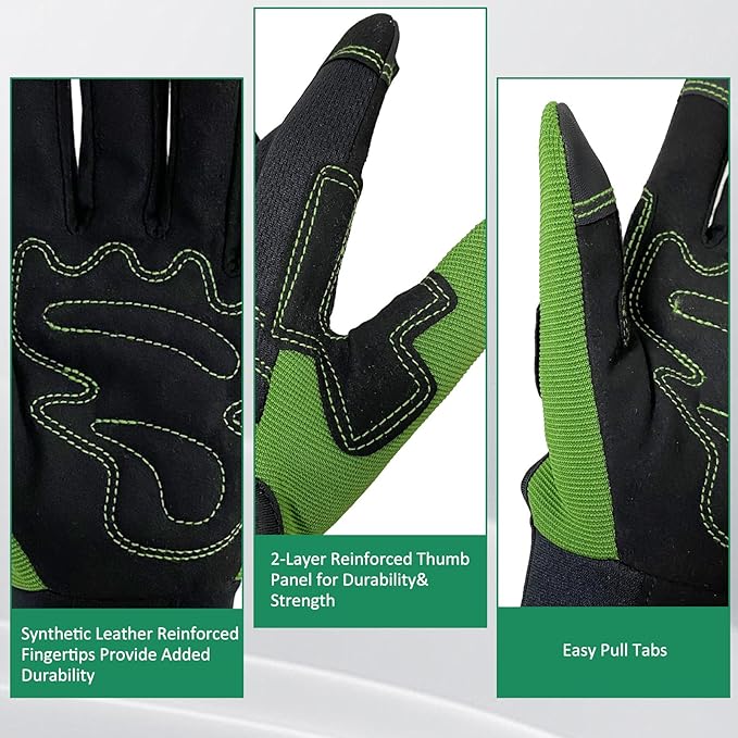 Gardening Gloves for Men and Women, Thorn Proof & Puncture Resistant Working Gloves, Gloves for Safety Work and Gardening, Gardening Gifts, Synthetic Leather Spandex Mechanic with Touchscreen Support