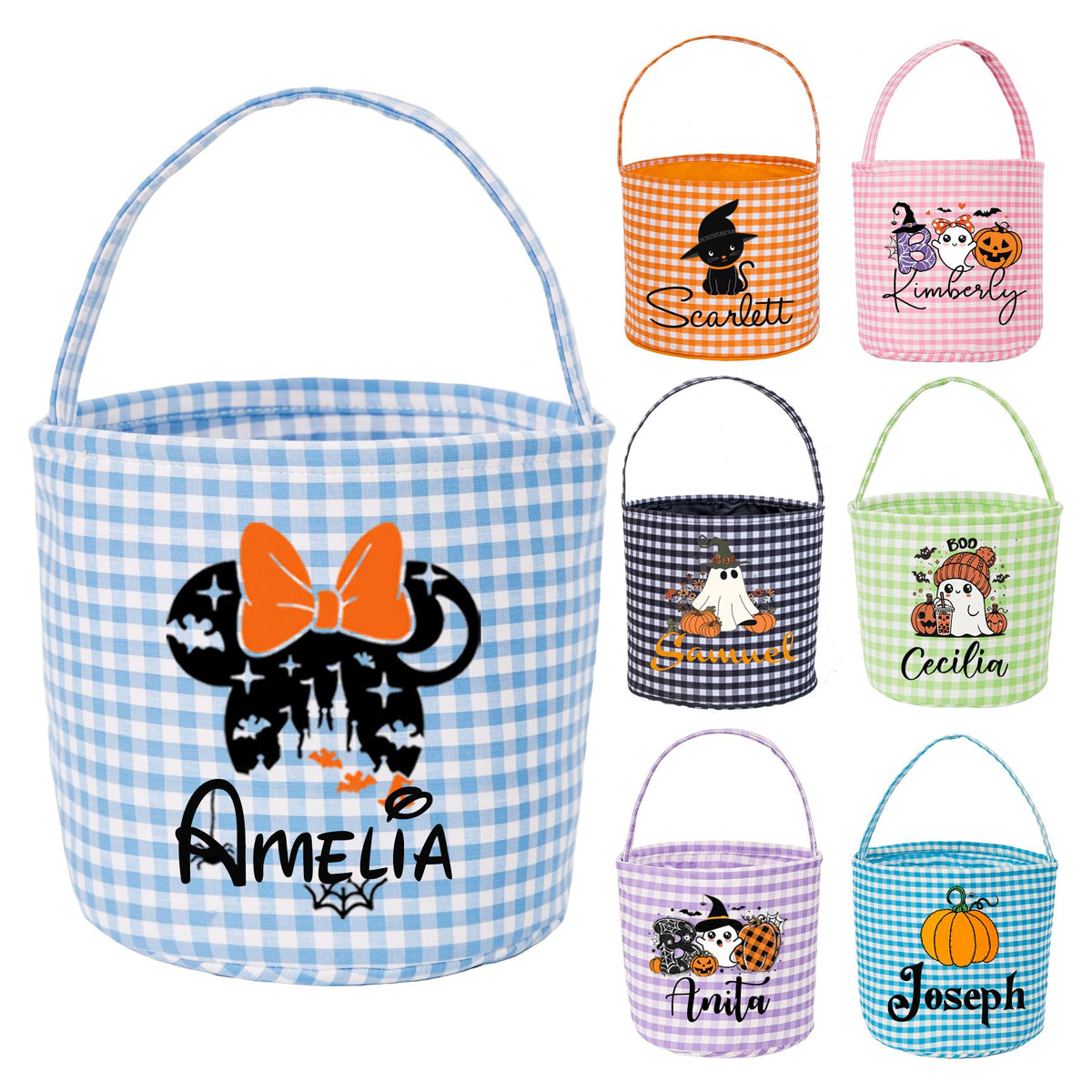 Personalized Halloween Basket - Monogrammed with Name,Pumpkin,Custom Trick or Treat Bucket,Halloween Gifts Basket,Candy Bags for Halloween Party Favor
