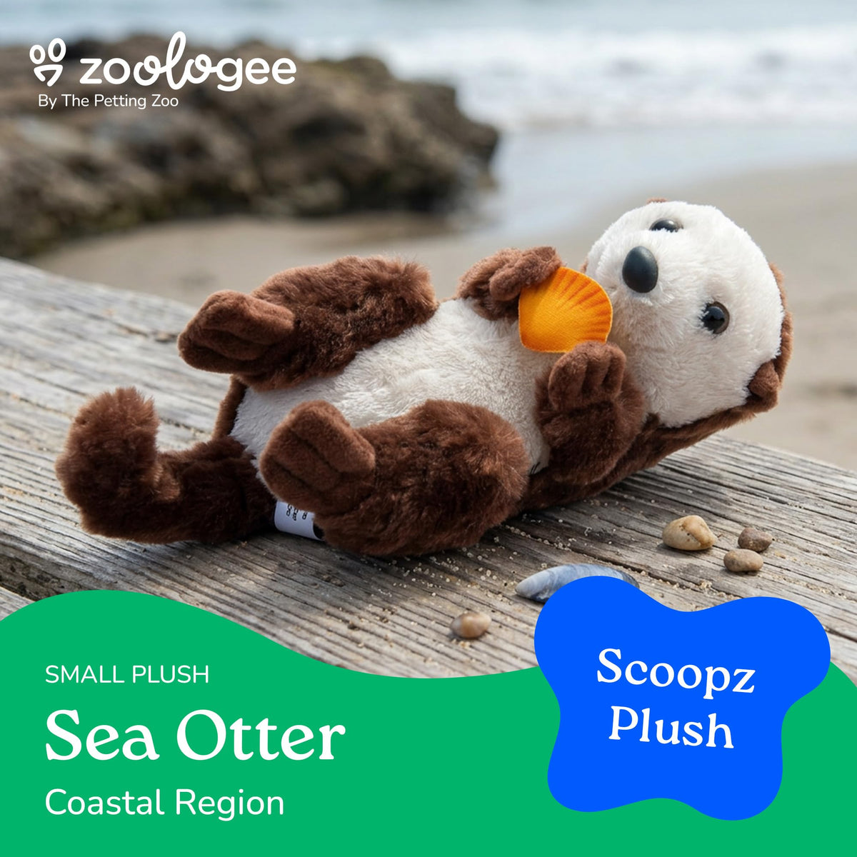 The Petting Zoo Sea Otter Stuffed Animal Plushie, Scoopz, Kids Gifts, 8 in