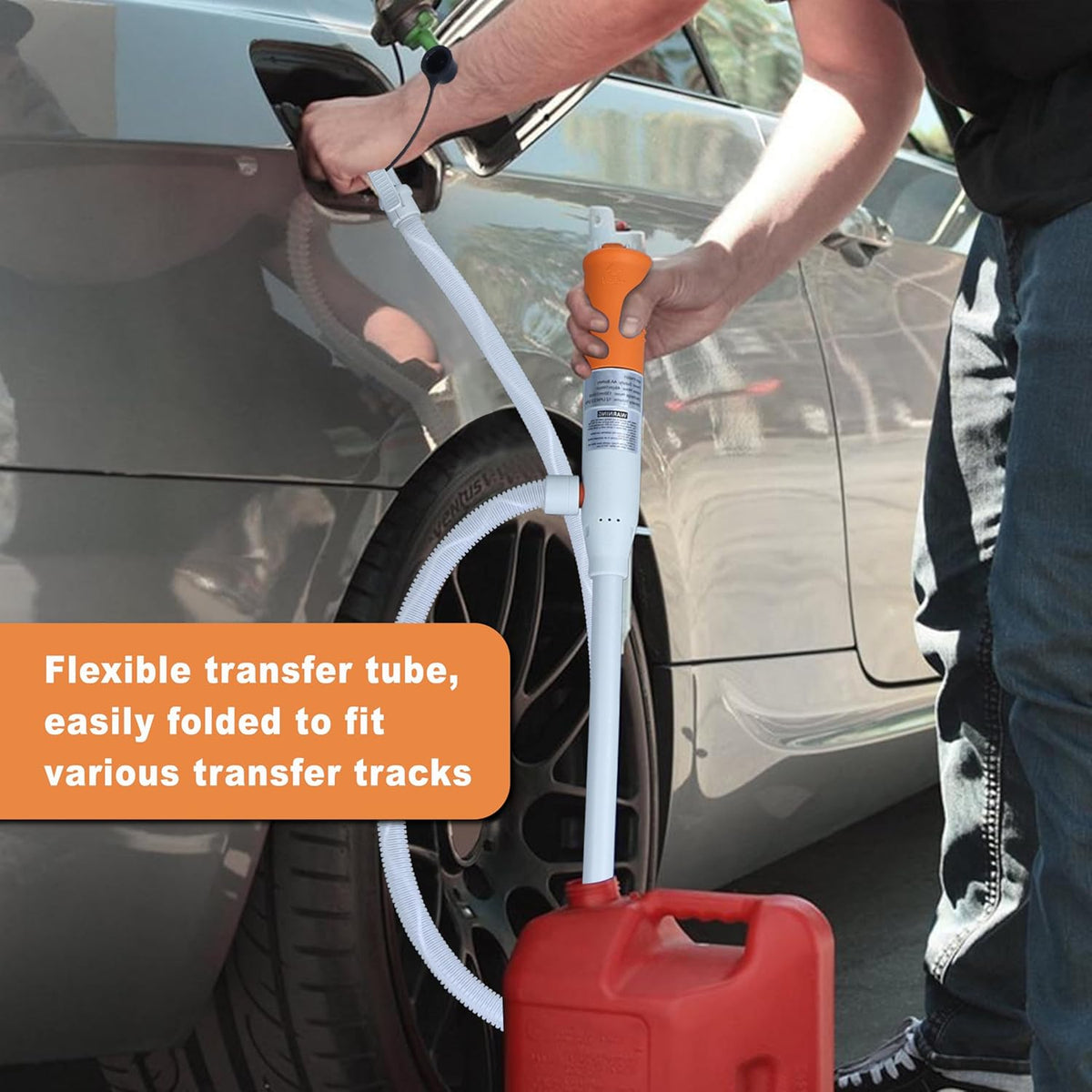Battery Powered Stick Fuel Transfer Pump, 3.2 GPM, 51 Inch Transfer Length, Self-Hooking, For Transferring Gasoline, Kerosene, Diesel, and Non-Potable Water, Battery Powered Sump Pumps