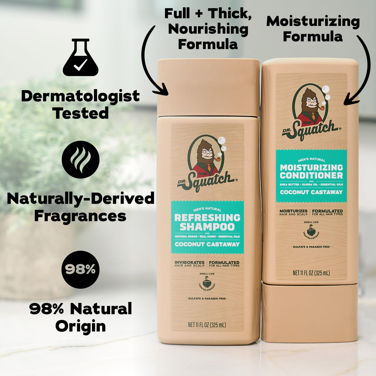 Dr. Squatch Men's Natural Shampoo and Conditioner Set (11 fl oz, 2-Pack)