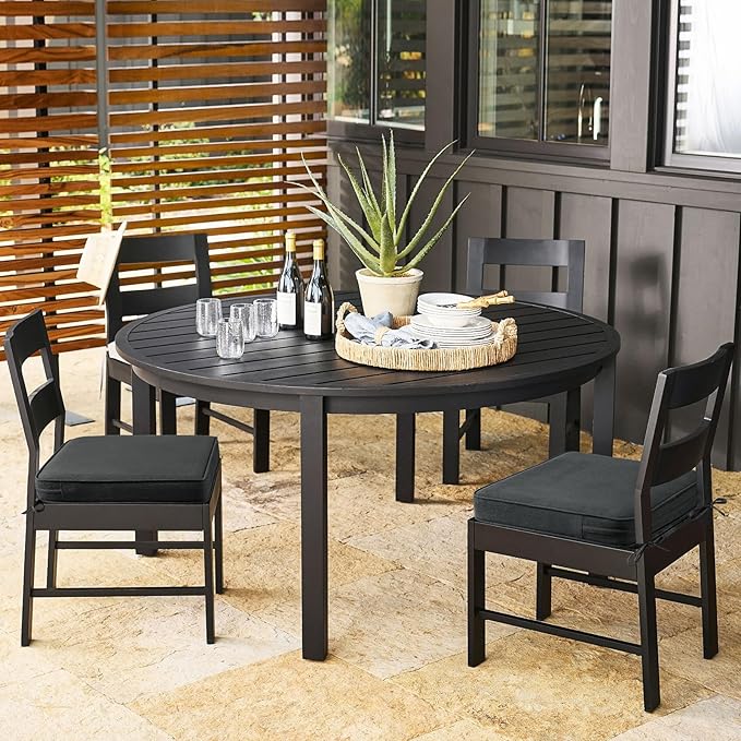 Outdoor Sunbrella Square Corner Seat Cushion, 19"x19"x3", Set of 4, Non Slip Seat Cushion Pads with Removable Cover for Patio Furniture, Garden Yard Lawn, Spectrum Carbon