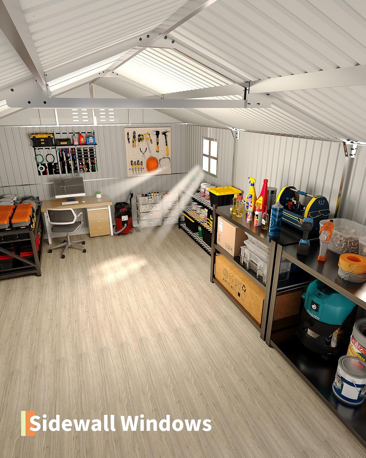 12x20 FT Metal Carport, Enclosed Car Port with Reinforced Frame and Steel Roof for All-Weather Use, Metal Garage Shed for Full-Sized Pickup Trucks