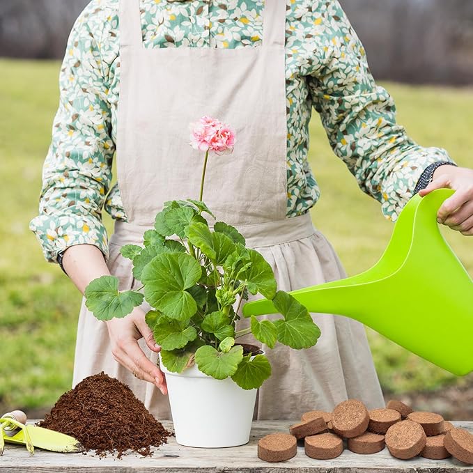 ZeeDix 50Pcs 40mm Compressed Coco Coir Fiber Potting Soil Seed Starters - Organic Coco Coir Pellet Fiber Soil for Planting Bonsai, Herbs, Flowers and Vegetables
