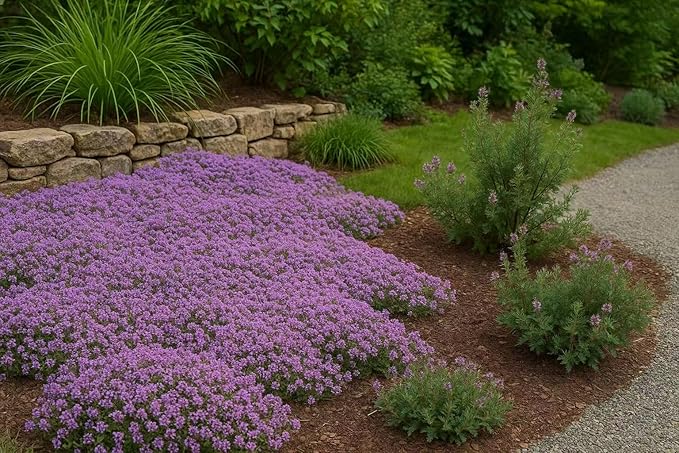 30000+ Creeping Thyme Seeds – 4g – Perennial Ground Cover Plants Flowers Non-GMO Heirloom – Purple Bloom Garden Seeds for Planting