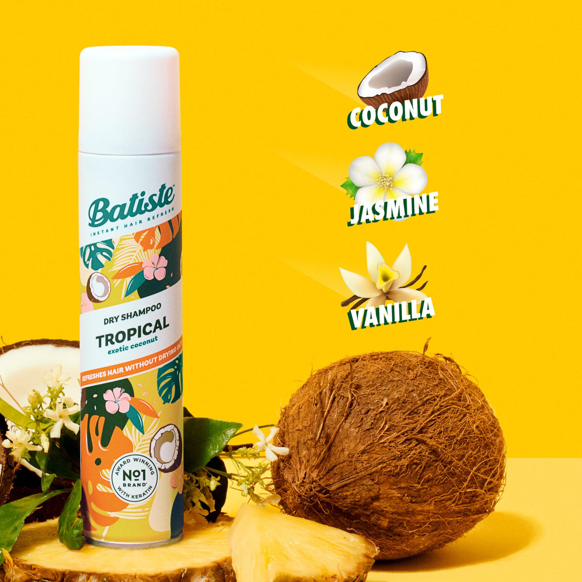 Batiste Dry Shampoo, Tropical Fragrance, 3.81 Oz, 3-Pack