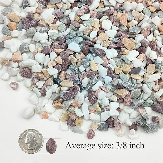 20lbs Mixed Color Pebbles for Landscaping, 3/8inch Small Rocks for Garden Succulent Cactus Planters, Natural Polished Pebbles, River Rocks for Plants, Vases