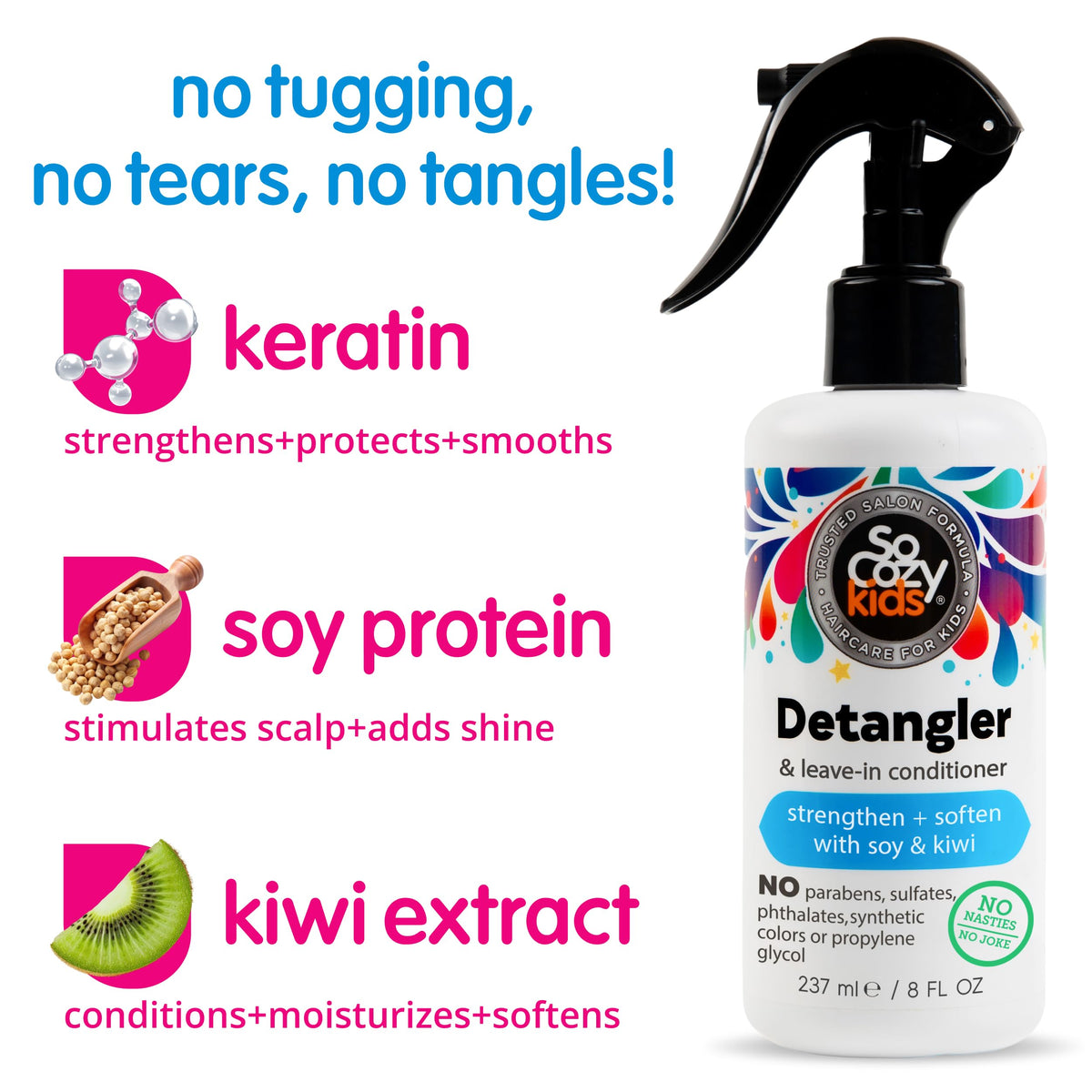 SO COZY Kids 2-in-1 Detangler & Leave In Conditioner Spray, 8 Fl Oz