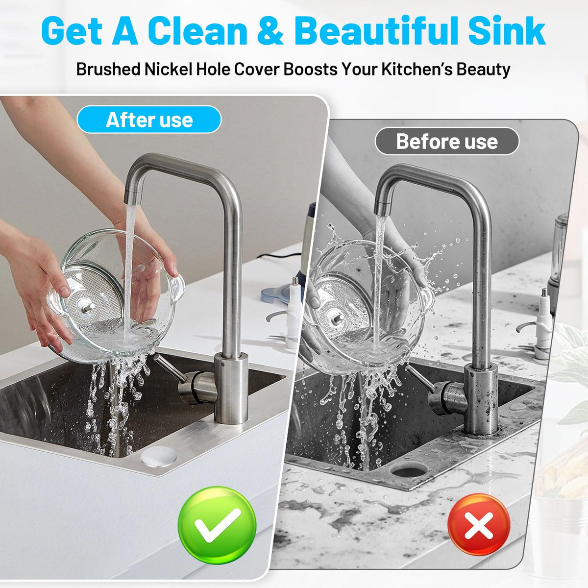 Yetoooae 2 Inch Sink Hole Cover, Faucet Hole Cover for Countertop Holes
