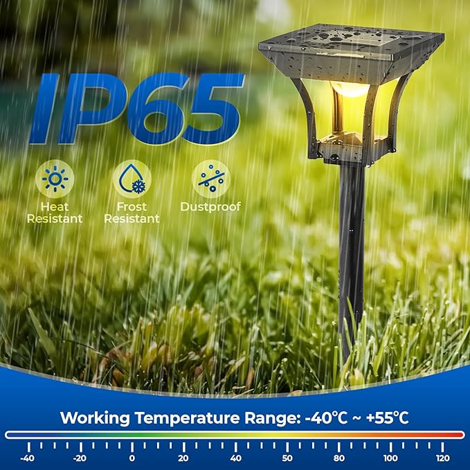 CINOTON 2 Pack RGBCW Solar Pathway Outdoor Lights, 3 Lighting Modes Solar LED Garden Light, IP65 Waterproof Outside Solar Powered Landscape Lighting for Patio Walkway Yard Driveway RGB/Warm/Cold White