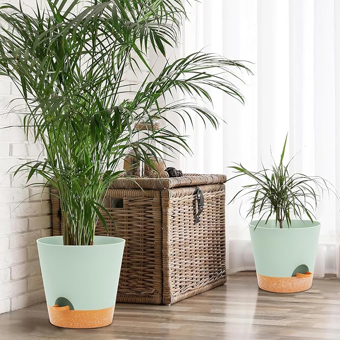 GARDIFE 10/9/8 inch Plant pots, planters for Indoor Plants, self Watering Plant Pot, Flower pots, Green