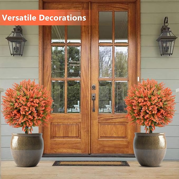 28" Artificial Boxwood Topiary Tree, UV Resistant Fall-Themed Faux Topiary for Outdoors & Indoors, Realistic Topiary Bush for Porch,Front Door, Patio,Thanksgiving & Seasonal Home Decor