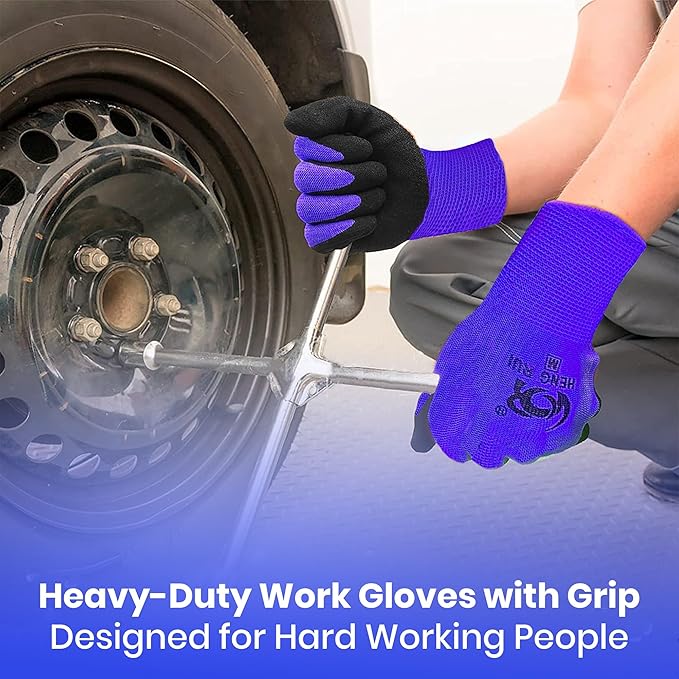 10 OR 20 Pairs Work Gloves–Heavy Duty Rubber Coated Safety Work Gloves–Multipurpose Gloves