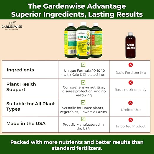 10-10-10 Fertilizer for All Purpose Plants - Liquid Fertilizer with Seaweed Kelp&Iron - Plant Food Outdoor & Indoor Plant Food, Vegetables, Flowers, Lawn & Garden 10 10 10 Fertilizer 1x8oz