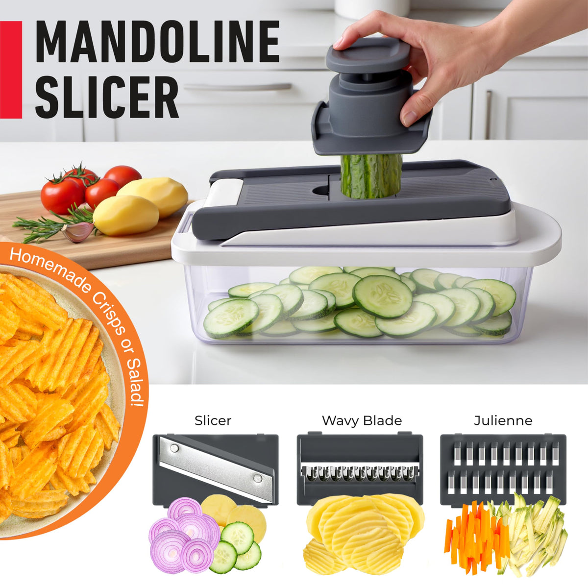 Mueller The Real Original Pro Vegetable Chopper & Mandoline Slicer, 10-in-1