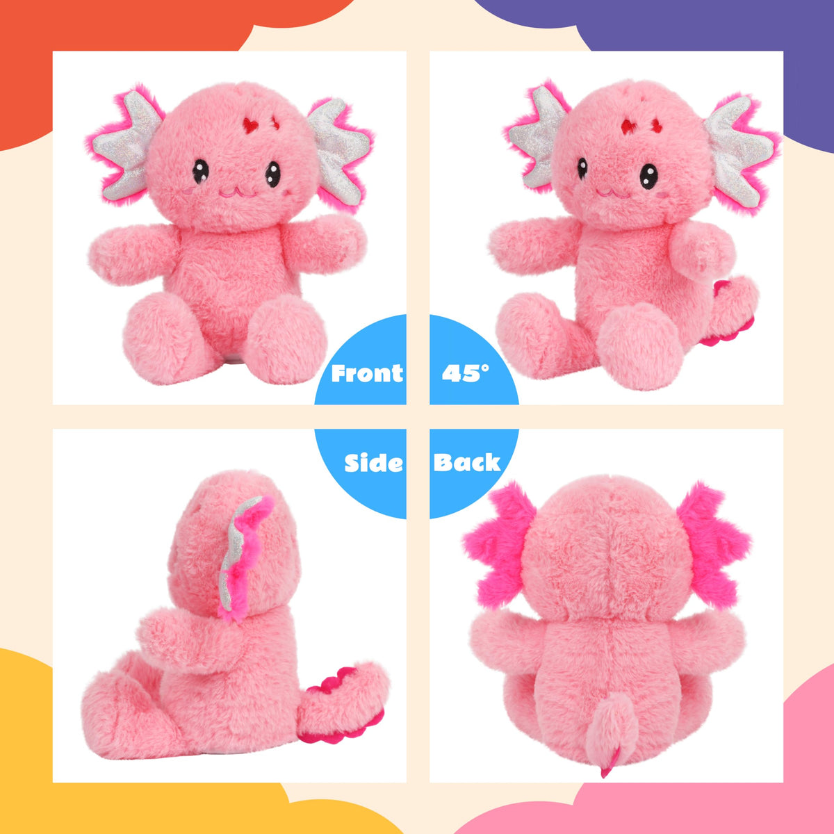 Cuteoy Talking Axolotl Musical Stuffed Animal Shaking Interactive Plush Toy