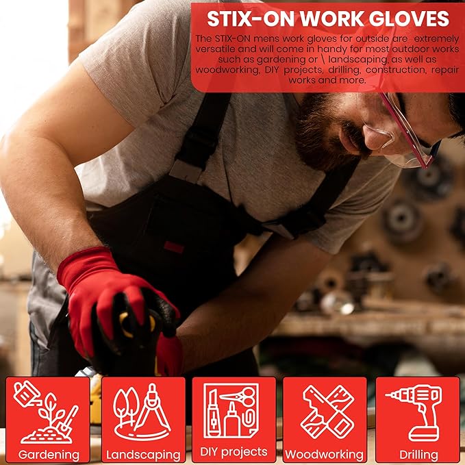 10 OR 20 Pairs Work Gloves–Heavy Duty Rubber Coated Safety Work Gloves–Multipurpose Gloves