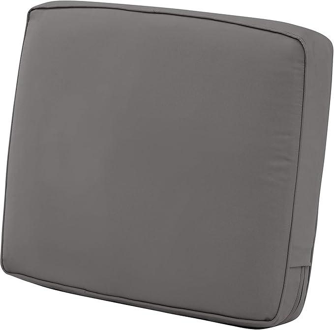 Classic Accessories Montlake Water-Resistant 19 x 20 x 4 Inch Patio Lounge Back Cushion, Light Charcoal Grey, Outdoor Loveseat Cushions