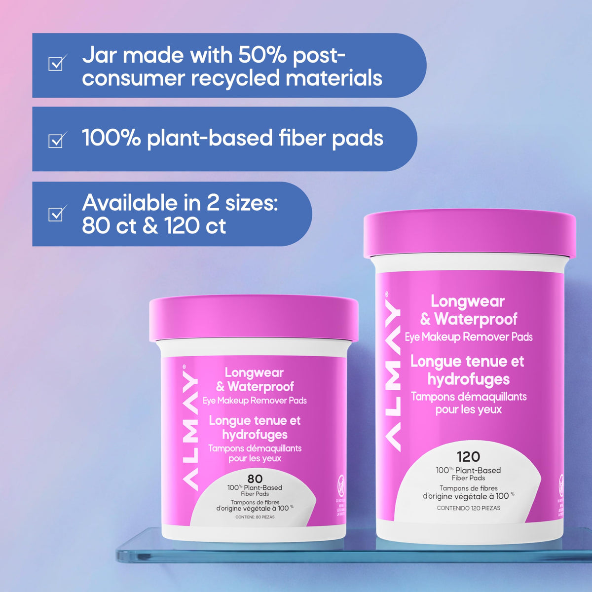 Almay Longwear & Waterproof Eye Makeup Remover Pads, 2 Pack