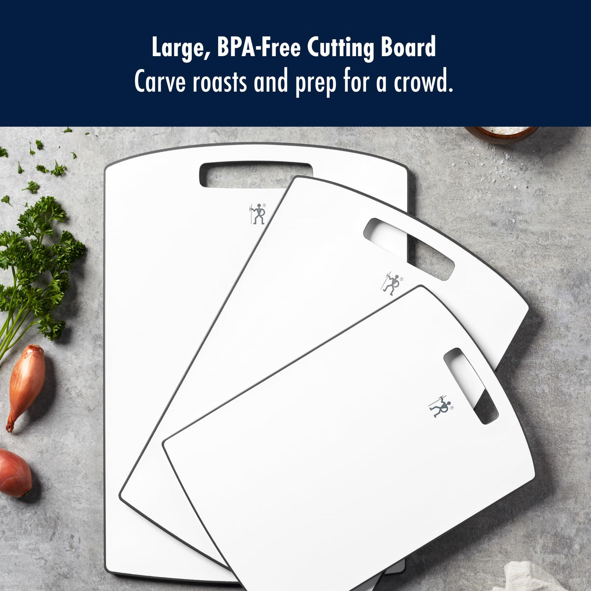 HENCKELS 11.5-inch x 16.5-inch Large White Cutting Board, Gray Border