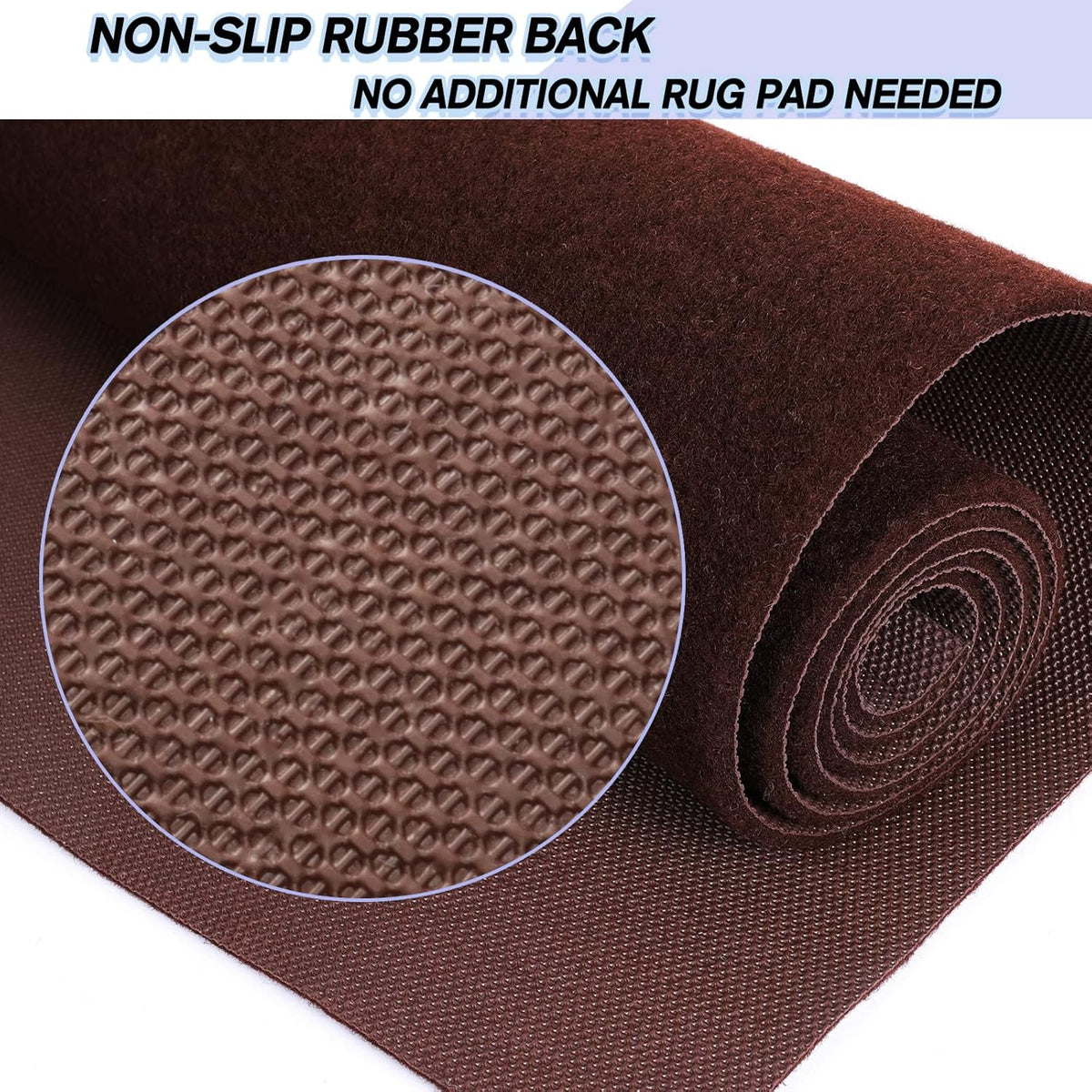 Custom Size Backed Non-Slip Area Rugs Runner, Easy Clean, Waterproof Runner Rugs for Hallway Entryway, Kitchen, Laundry, 2FT x 3FT, Brown
