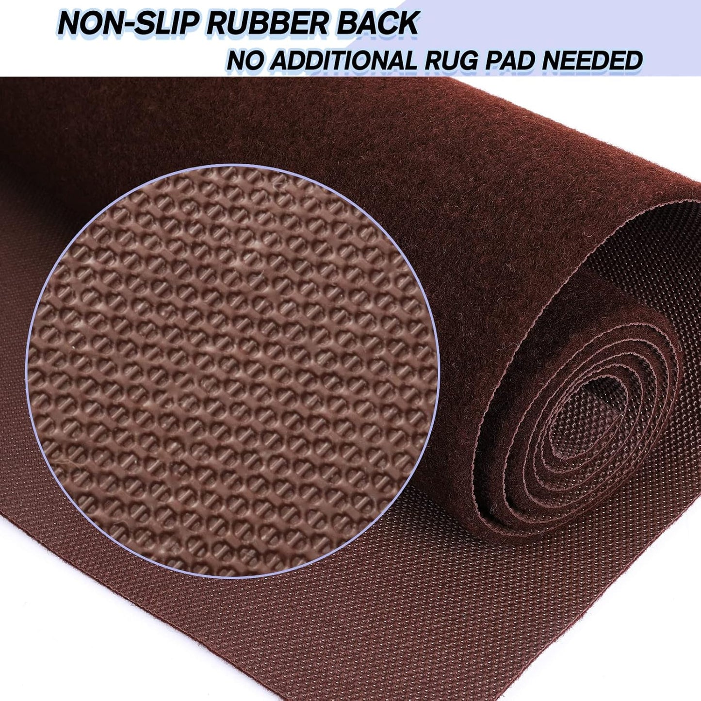Custom Size Backed Non-Slip Area Rugs Runner, Easy Clean, Waterproof Runner Rugs for Hallway Entryway, Kitchen, Laundry, 2FT x 4FT, Brown