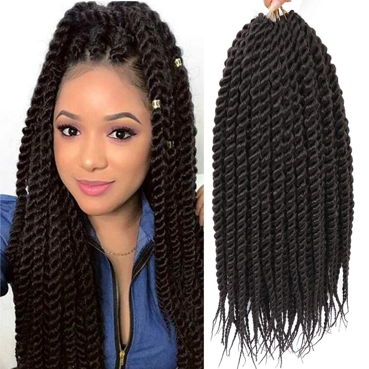 Havana Twist Crochet Hair 6 Packs 22 Inch Crochet Braids Senegalese Twist Crochet Hair Jumbo Havana Twist Crochet Braids(4#)