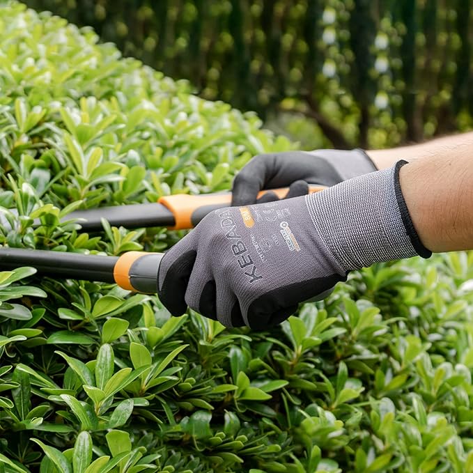 Kebada W2 Work Gloves for Men and Women, Nitrile Coated Working Gloves for Gardening, Construction, Warehouse, Safety Gloves for Work in Yard and Outdoors, 6 Pairs, XXL