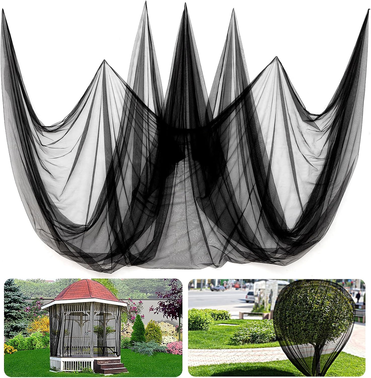 ANPHSIN 2 Pcs Garden Net Barrier - 10 x 13 ft for Each Bird Garden Screen Mesh Netting, Heavy Duty Garden Mesh for Terraces Balconies Patios Protecting Your Skin Plants Vetegables DIY (Black)