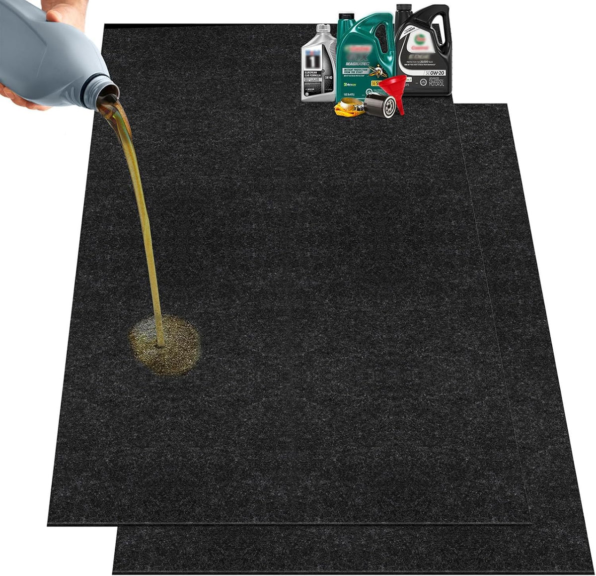 36" x 60" Oil Drip Mat for Garage Driveway, Reusable Rubber Floor Oil Spill Leak Absorbent Pads for Motorcycle Car Oil Leak Stain Resistant(2pcs)