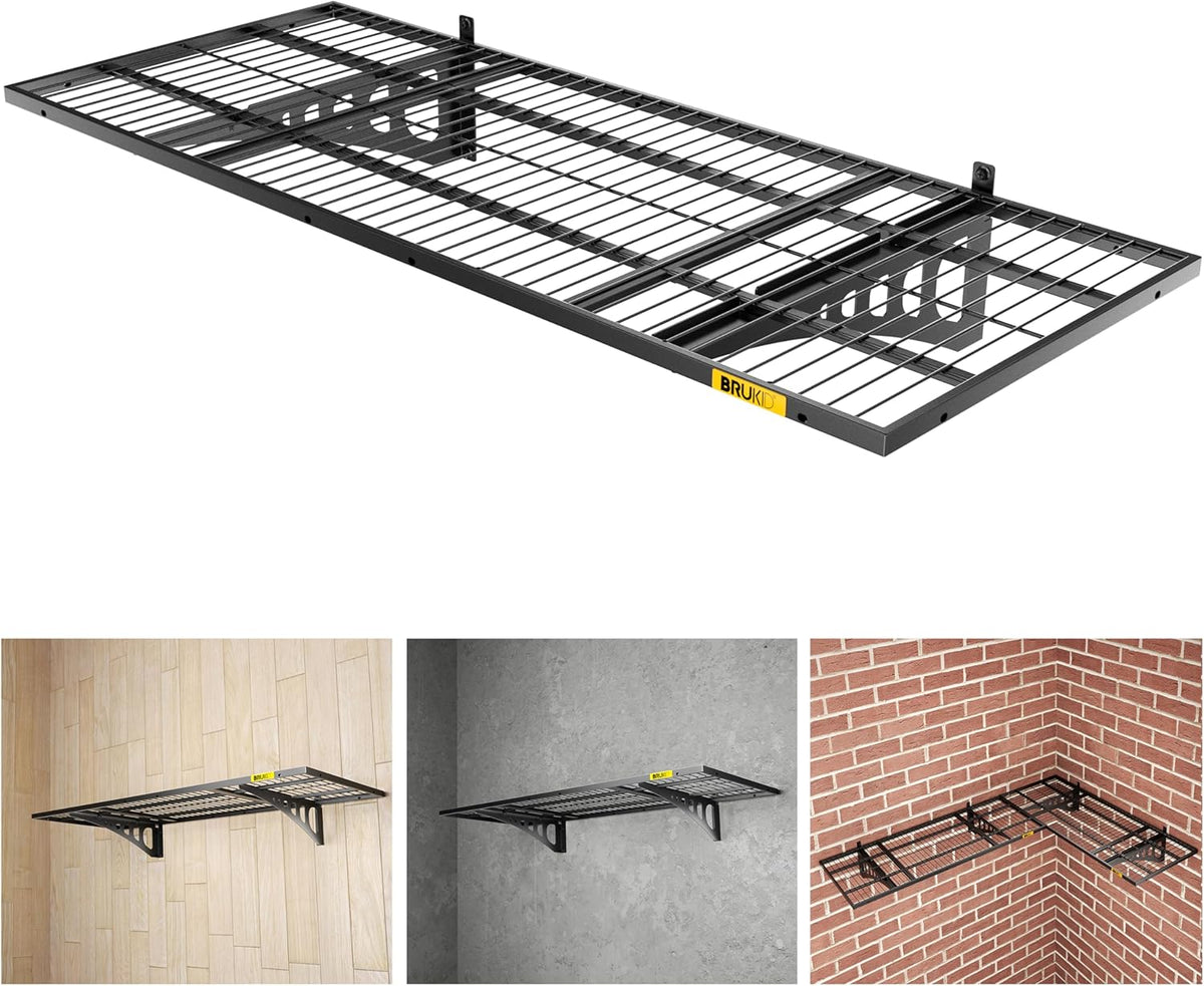1.64x4ft Adjustable Rail Wall Garage Storage Shelf, for Tool Room, Storage Room, Store Supermarket Wall Storage Shelving Rack (1 Pack-Black)
