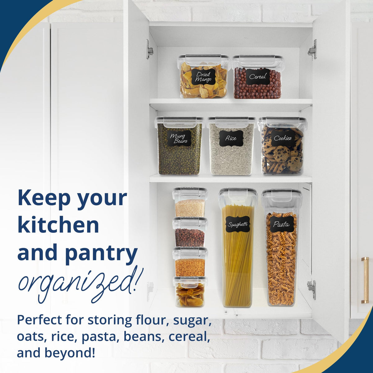 Reli. Pantry Organizers and Storage | Food Containers with Lids (26 Sets)