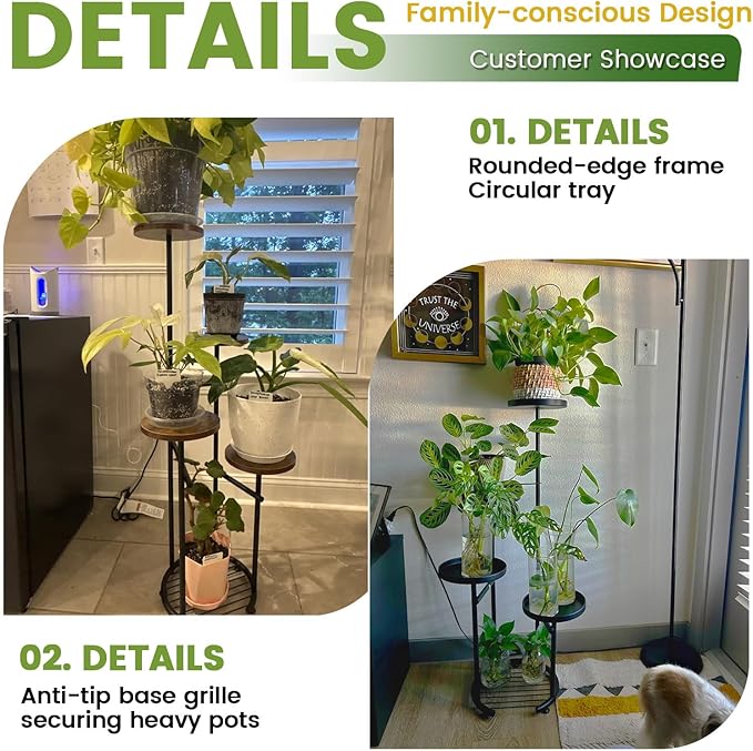 TOSKING 5 Tier Metal Plant Stand Indoor， Plant Shelf, Corner Shelf Flower Pot Stand for Outdoor Plant Stand for Living Room Balcony Garden Patio Bedroom (5Tier-37''-yellow)