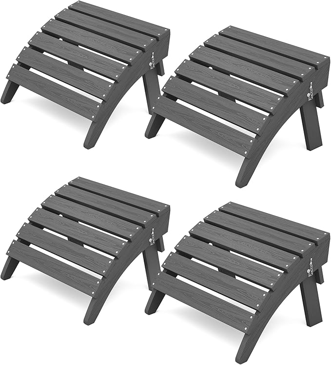 KINGYES Folding Adirondack Ottomans Set of 4 for Adirondack Chair, Grey