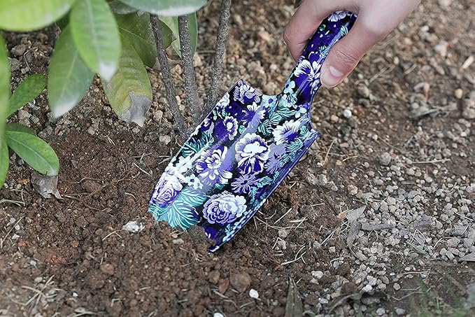 FLORA GUARD 3 Piece Aluminum Garden Tool Set - Trowel, Cultivator, Pruning Shear, Gift Set for Gardening Needs (Purple&Blue)
