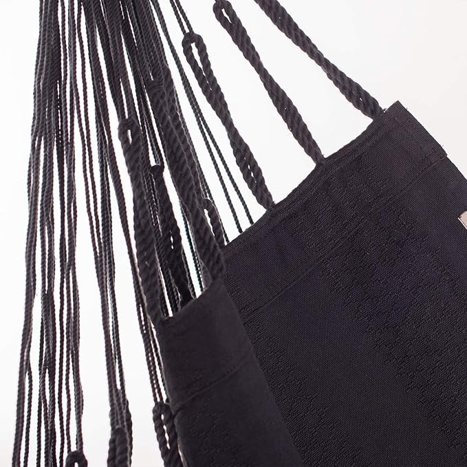 LA SIESTA® - Large Comfort Habana Cotton Hammock Chair & CasaMount - Hanging Chair w/Suspension Kit for Walls Ceilings & Square Beams - Indoor Outdoor Swing Hanging Chair Bedroom Balcony - Onyx