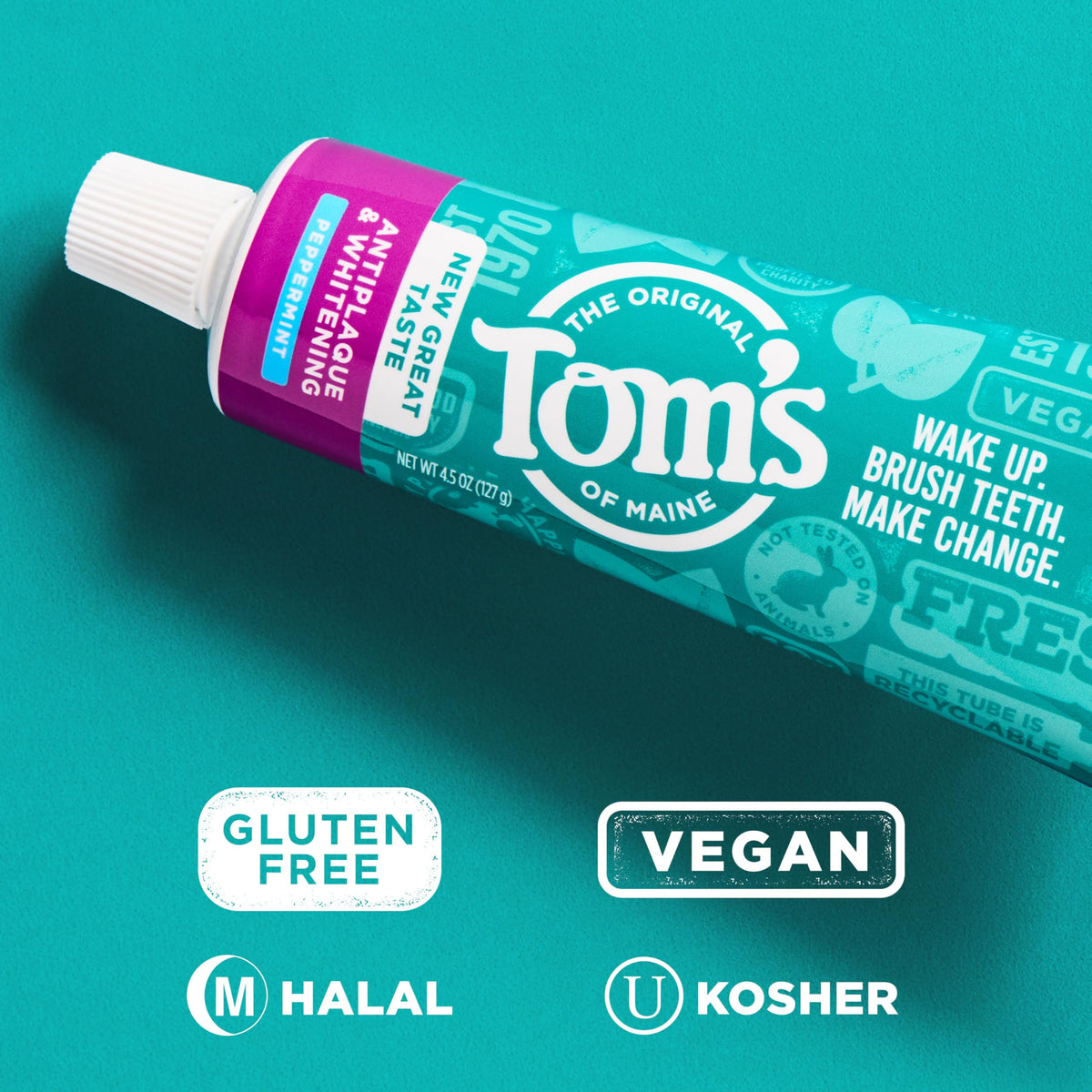 Tom's of Maine Antiplaque and Whitening Toothpaste, Peppermint, 2Pk, 5.5 oz