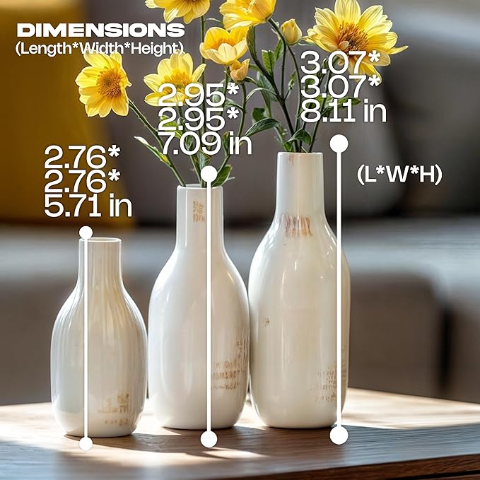 NOBULA White Ceramic Donut Vases – Modern Home Decor for Living Room, Bedroom & Table Centerpiece - Minimalist Nordic – Unique Vases for Olive Plant & Flowers – Decorative Coffee Table Vase Set of 3