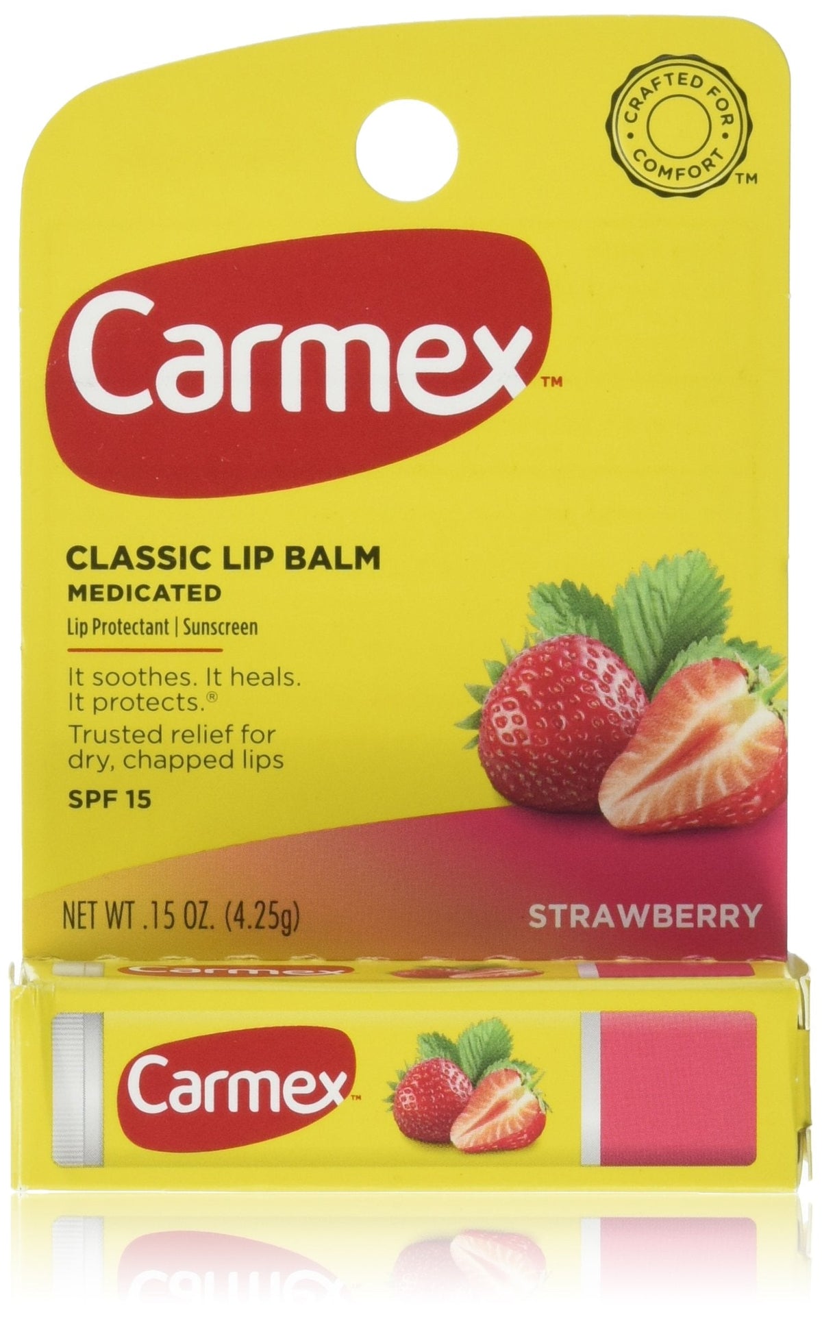 Carmex Click-Stick Moisturizing Lip Balm Spf 15 Strawberry 0.15 Oz (Pack Of 3)