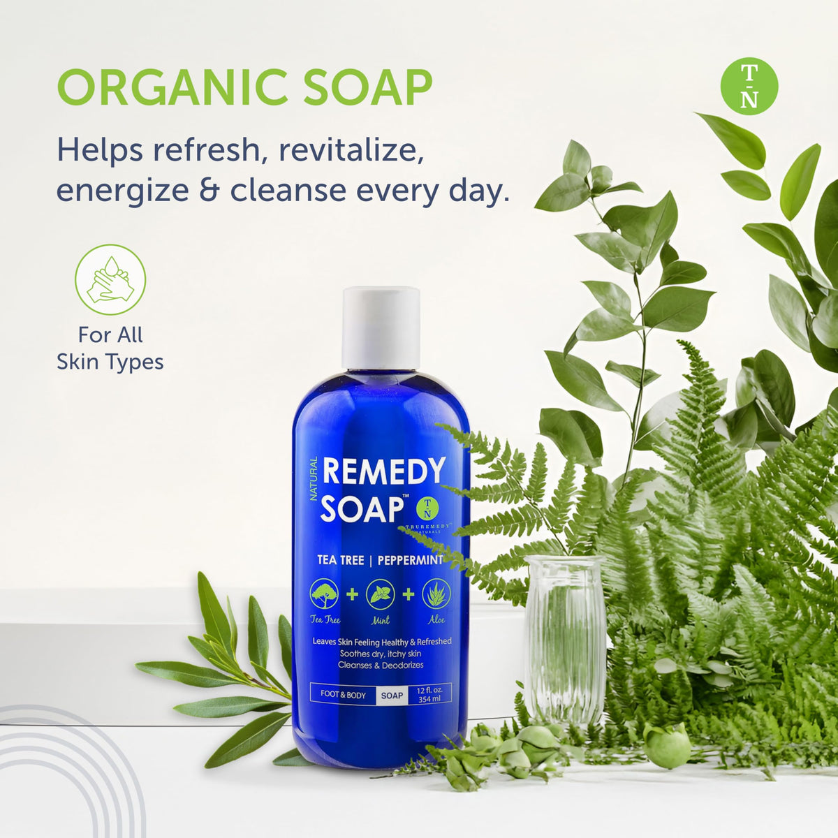 Truremedy Naturals Body Wash, Tea Tree & Peppermint (12oz Pack of 2)