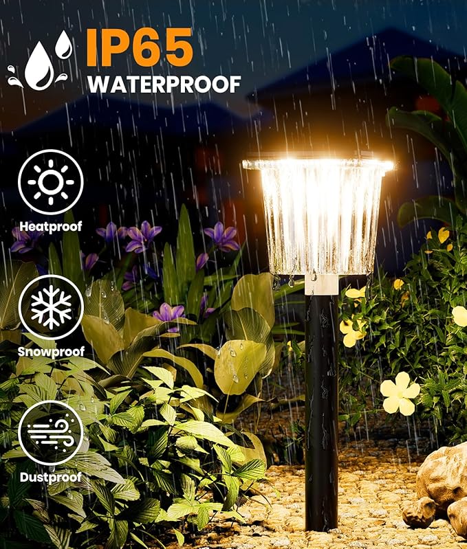 Super Bright Solar Pathway Lights Outdoor Powered,Adjustable Warm&Cool White,Waterproof IP65 Garden Decor Landscape Lighting Outside for Yard/Patio/Walkway/Driveway/Landscape (Obsidian Black, 5 Pack)