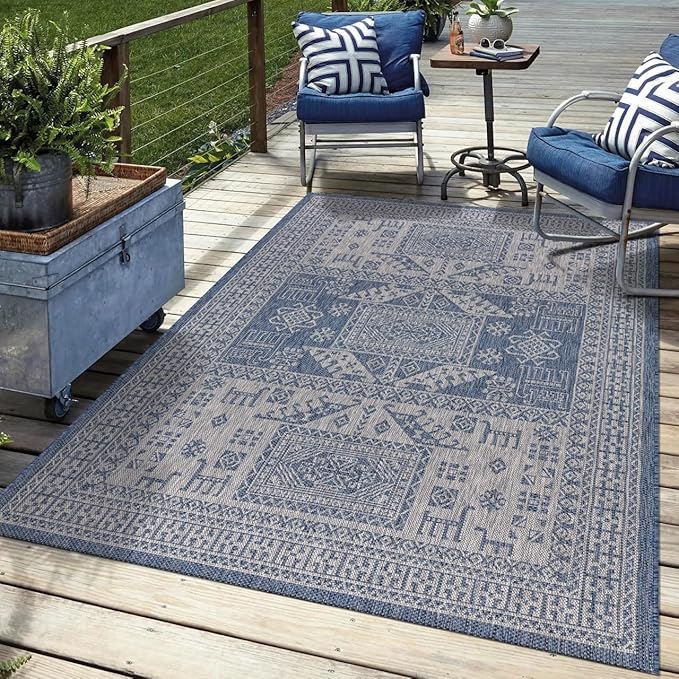 Keen Home Design Terrace Outdoor Area Rug - 4x6 Washable Indoor/Outdoor Rug for Patio, Kitchen, Balcony, Beach, Garden, Deck and Porch, Size: 3'10"x5'7"