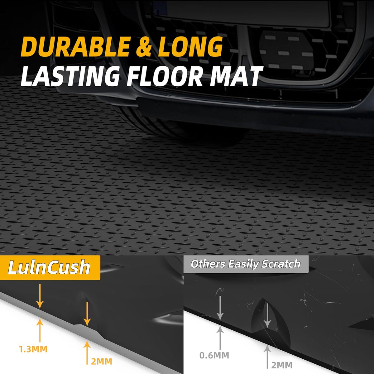 4x6 FT Garage Floor Mat, Thickned Diamond Plate Garage Flooring Roll 24sqtt PVC Rubber Trailer Mat Non-Slip Floor Protector for Garage, Home Gym, Basement, Golf Cart, Black