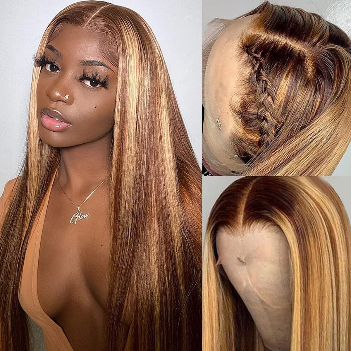 Queen Story 13X4 Hd Lace Frontal Wigs Straight Honey Blonde Lace Front Wigs Human Hair Wigs For Black Women Glueless Wigs Human