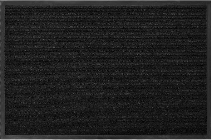 fani Heavy Duty Large Outdoor Indoor Entrance Black Doormat Waterproof Low Profile Entrance Rug Front Door Mat Patio Anti-Skid Rubber Back, 23x35 inch (Black)