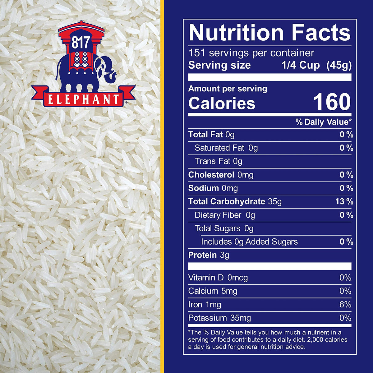 817 Elephant Thai Hom Mali Jasmine Rice, 15 lb – Fragrant Long-Grain