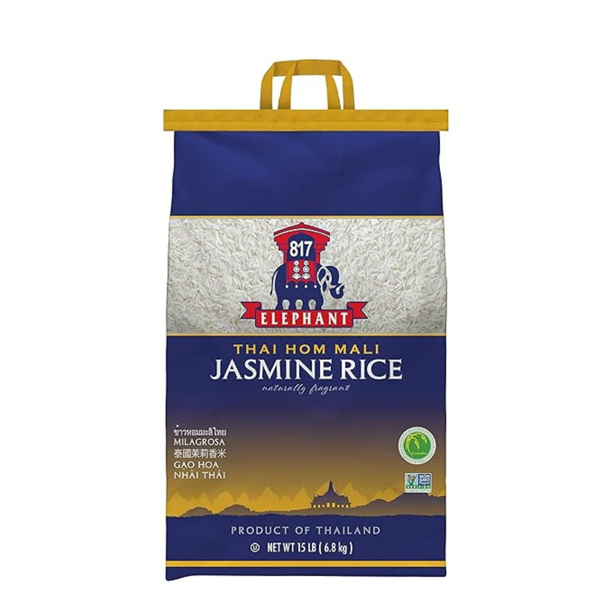 817 Elephant Thai Hom Mali Jasmine Rice, 15 lb – Fragrant Long-Grain
