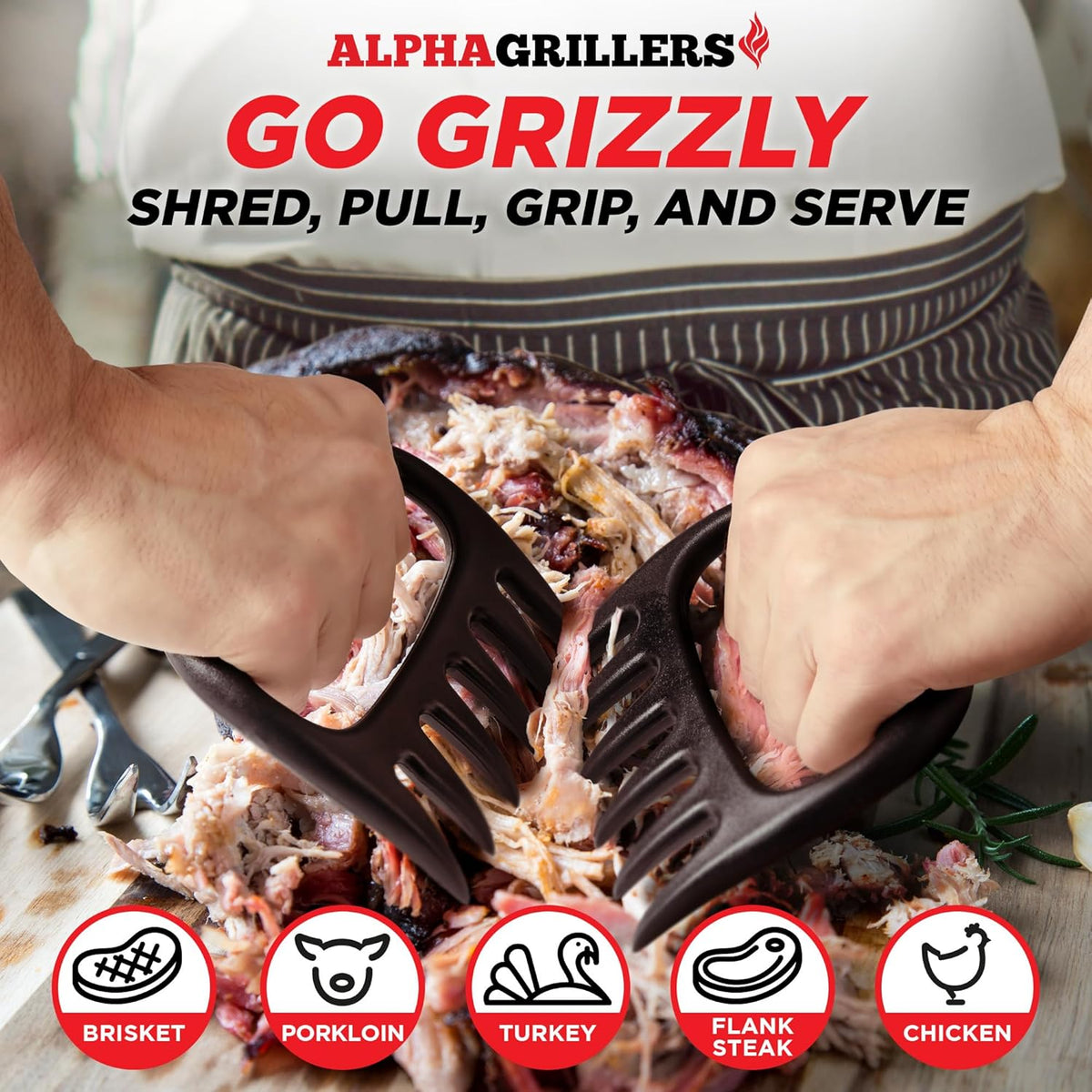 Alpha Grillers Meat Shredder Claws - Grilling Accessories Gifts for Men Dad Him Husband Son Boyfriend Birthday - BBQ Accessories Grill Puller for Cooking Shredding Barbecue Smoker Pulled Pork Chicken