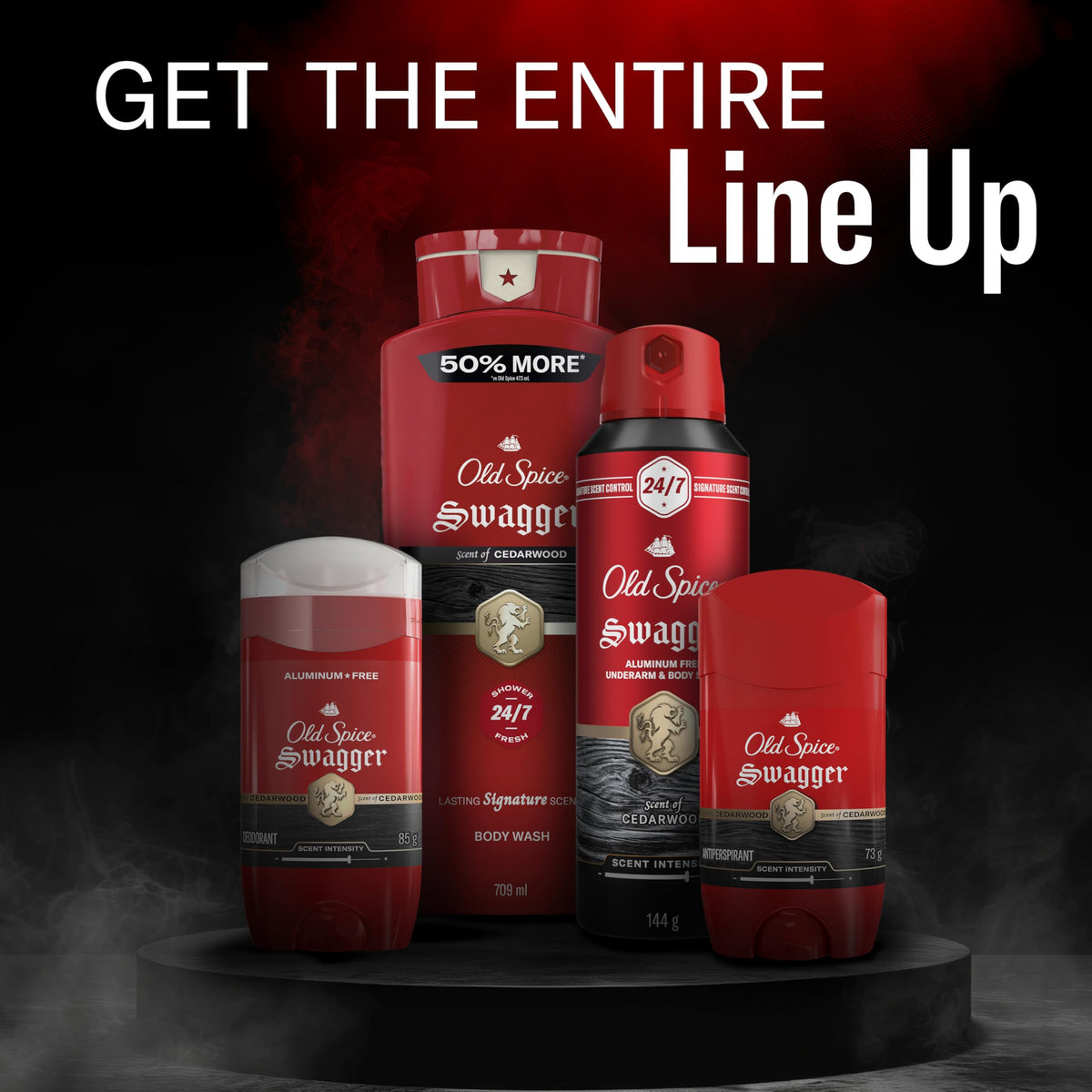 Old Spice Refreshing Body Wash for Men, 3X Defense, 24/7 Shower Fresh with Long Lasting Scent, Red Collection, Swagger with Cedarwood Scent, 16 oz (Pack of 4)